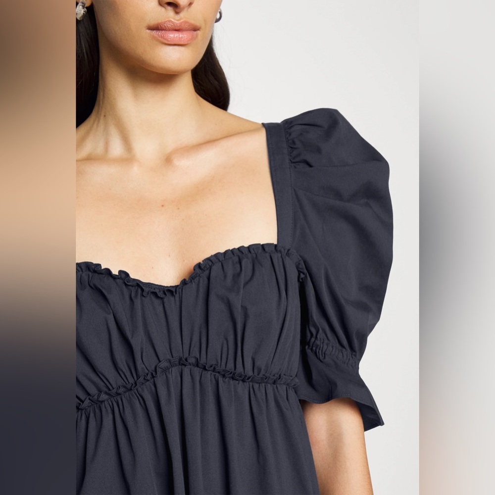 NWOT Cinq à sept Navy Mini Baby Doll Dress w/ Puff Sleeves - Size 0 - Picture 5 of 11
